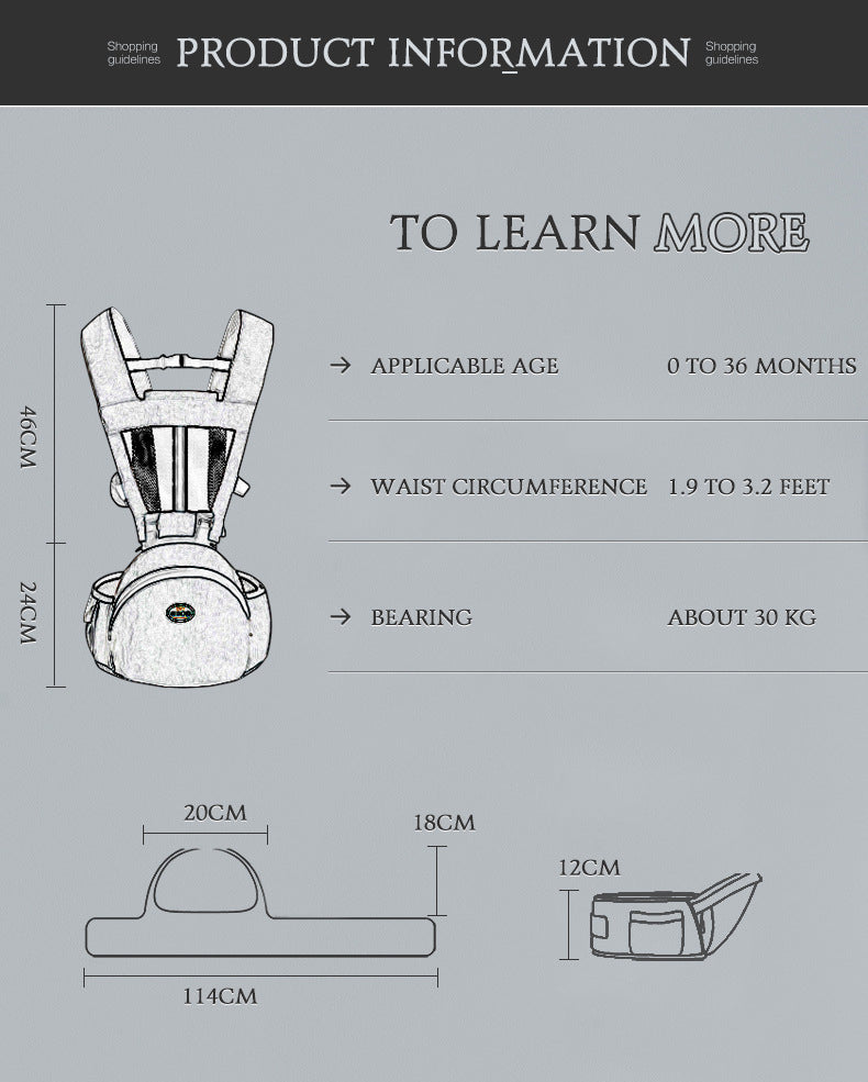 Baby Hip Seat Sling Carrier Breathable with Waist Stool and Lumbar Support for Breastfeeding Newborn Toddler Infant