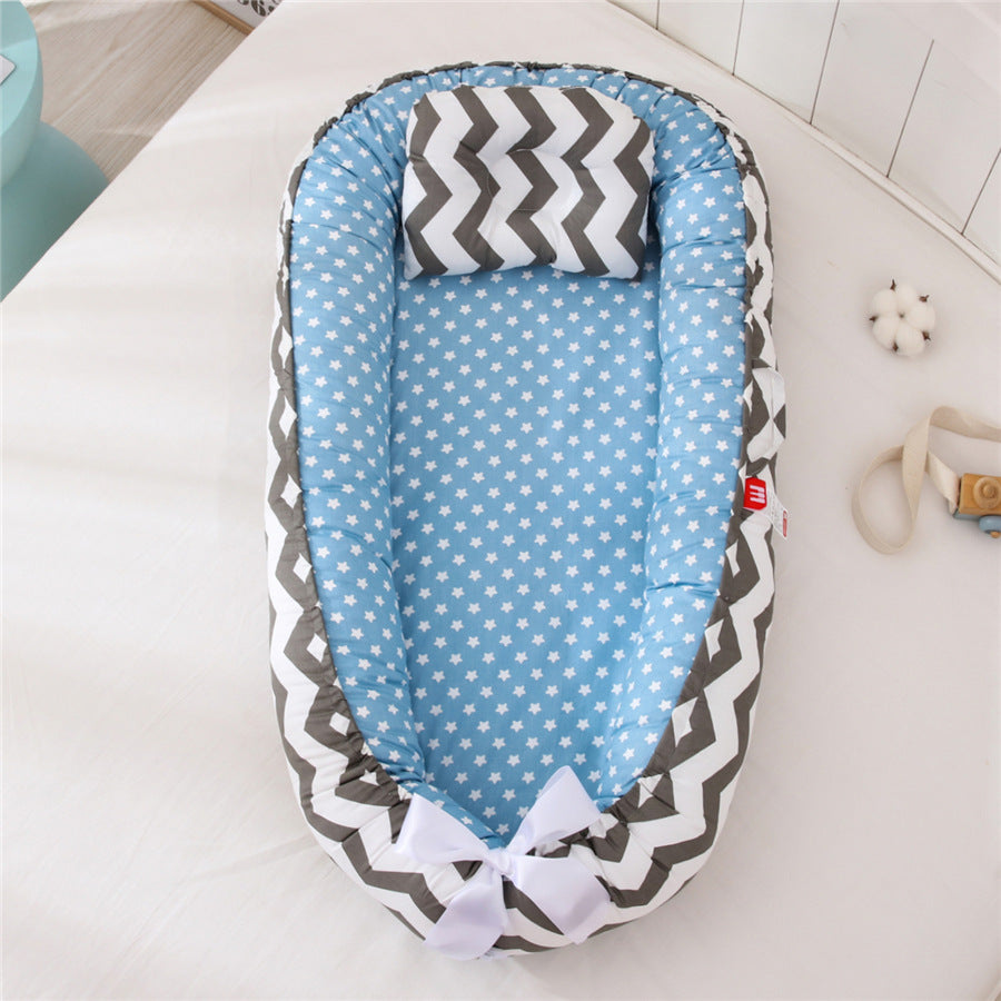 Portable Cotton Newborn Baby Lounger Pillow Breathable Adjustable Travel Bed