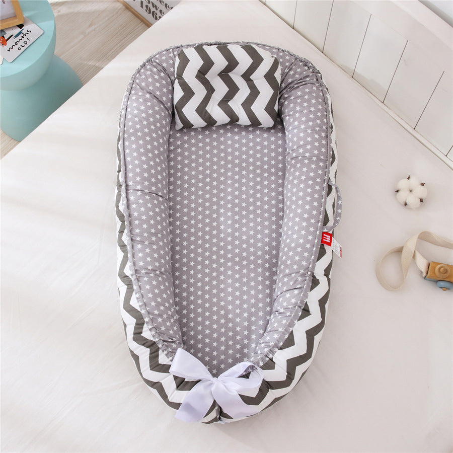 Portable Cotton Newborn Baby Lounger Pillow Breathable Adjustable Travel Bed