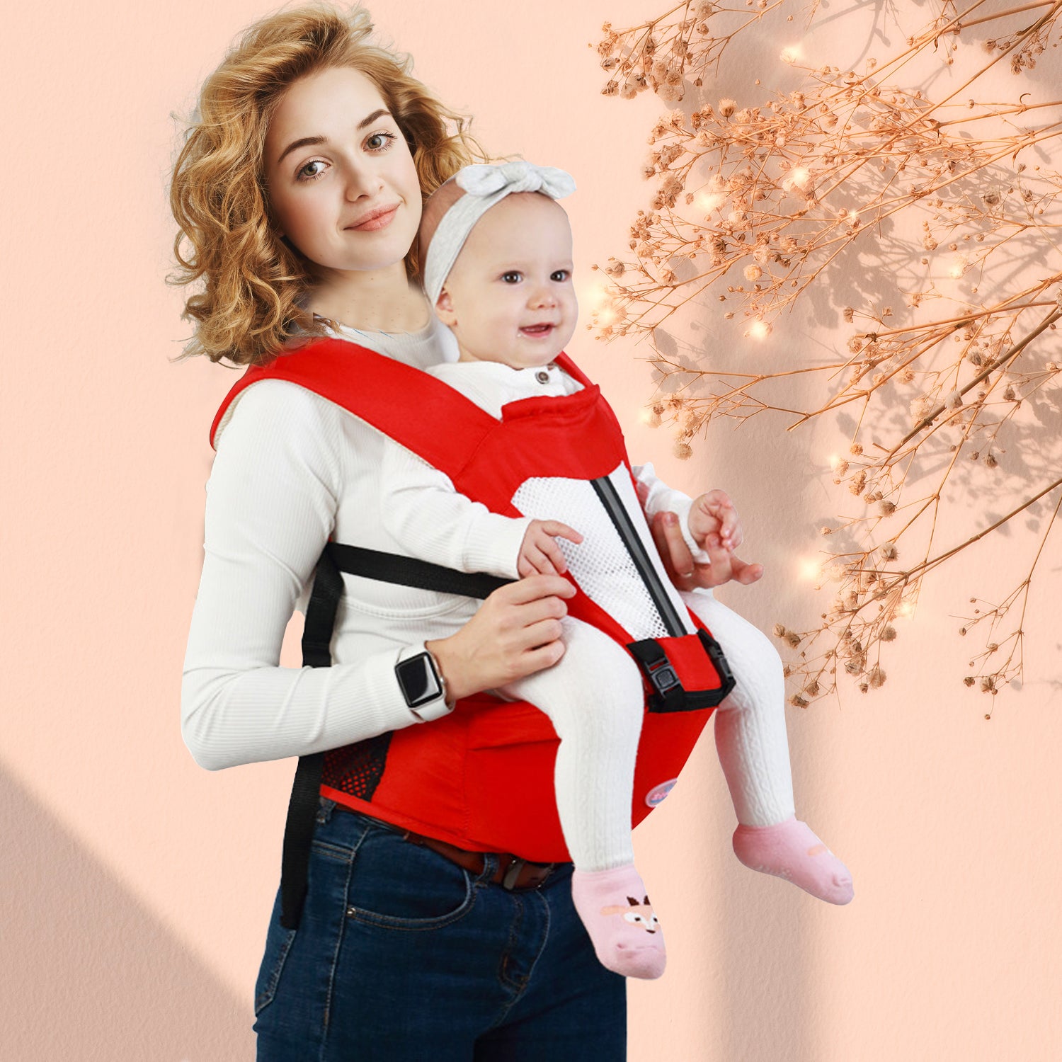 Baby Hip Seat Sling Carrier Breathable with Waist Stool and Lumbar Support for Breastfeeding Newborn Toddler Infant