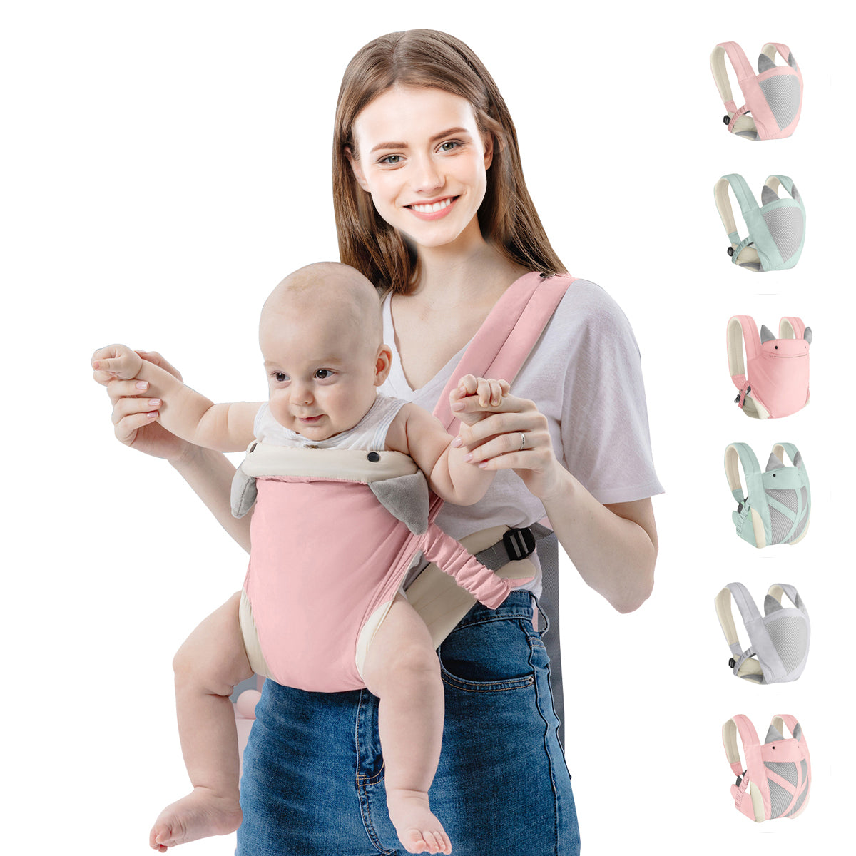 4-in-1 Baby Carrier for Newborn to Toddler with Pocket Breathable Cushion Ergonomic