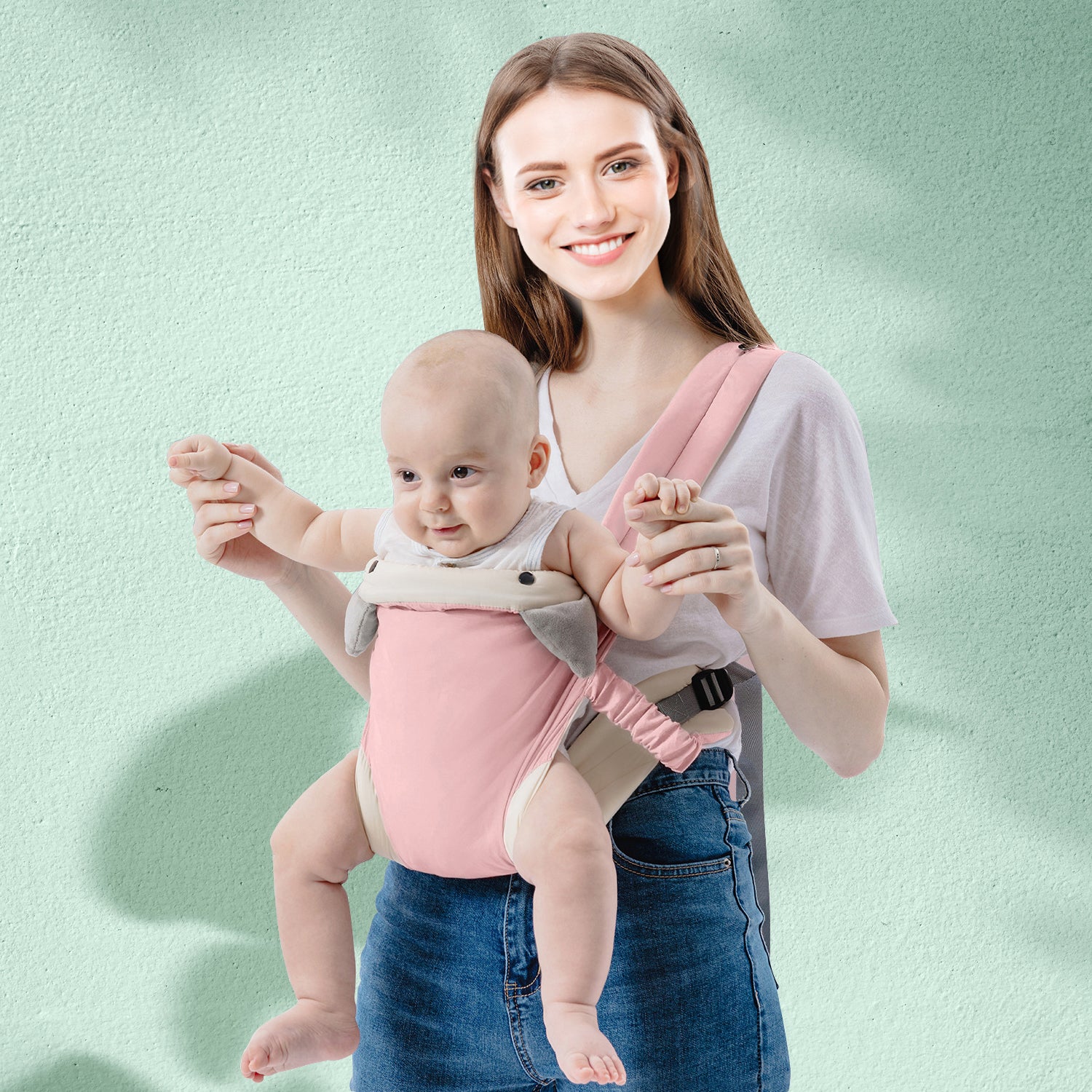 4-in-1 Baby Carrier for Newborn to Toddler with Pocket Breathable Cushion Ergonomic