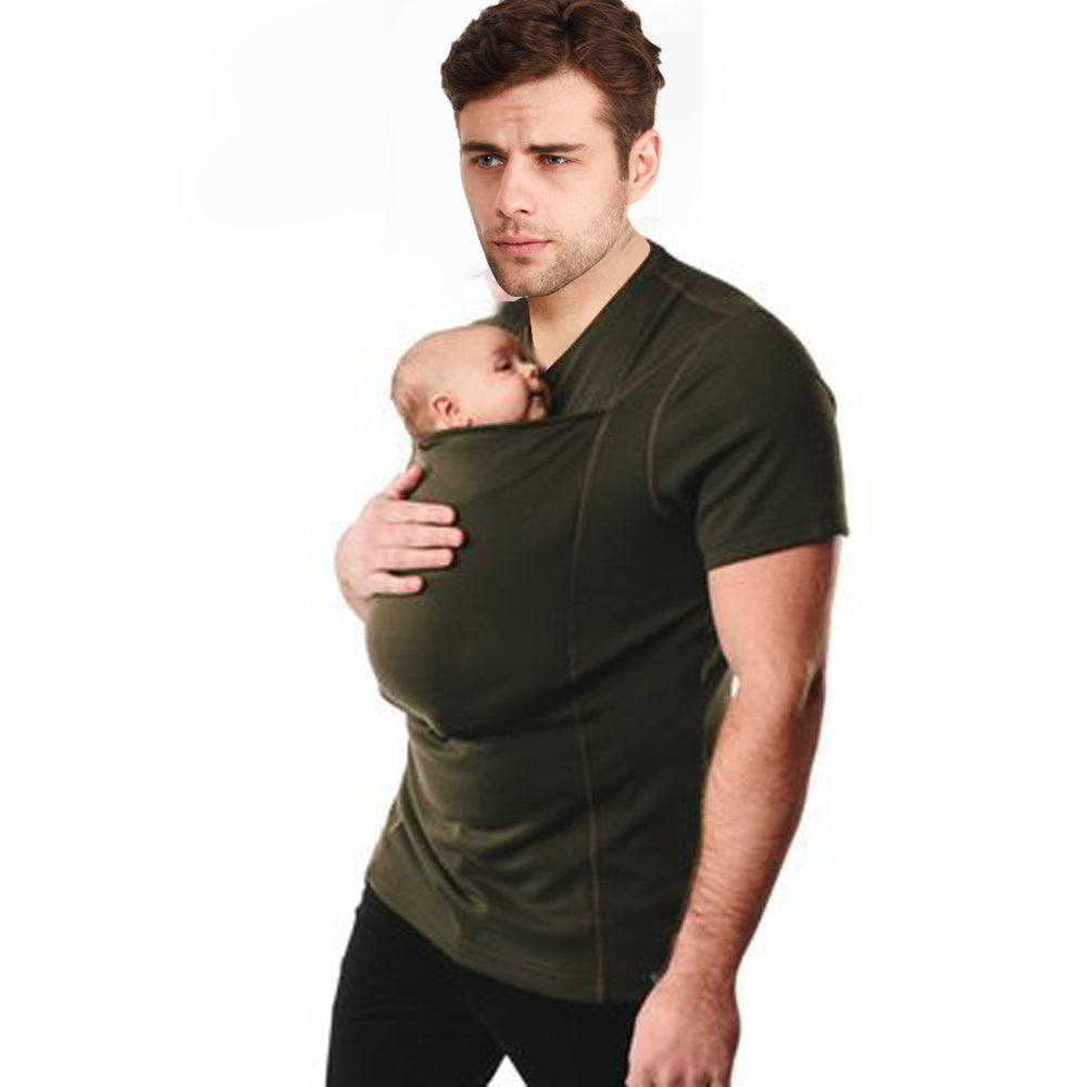 Kangaroo Mom Dad Pouch Baby Carrier Casual Style Round Neck T-Shirt