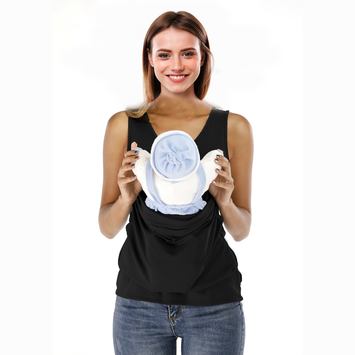 Kangaroo Mom Dad Pouch Baby Carrier Casual Style Round Neck T-Shirt