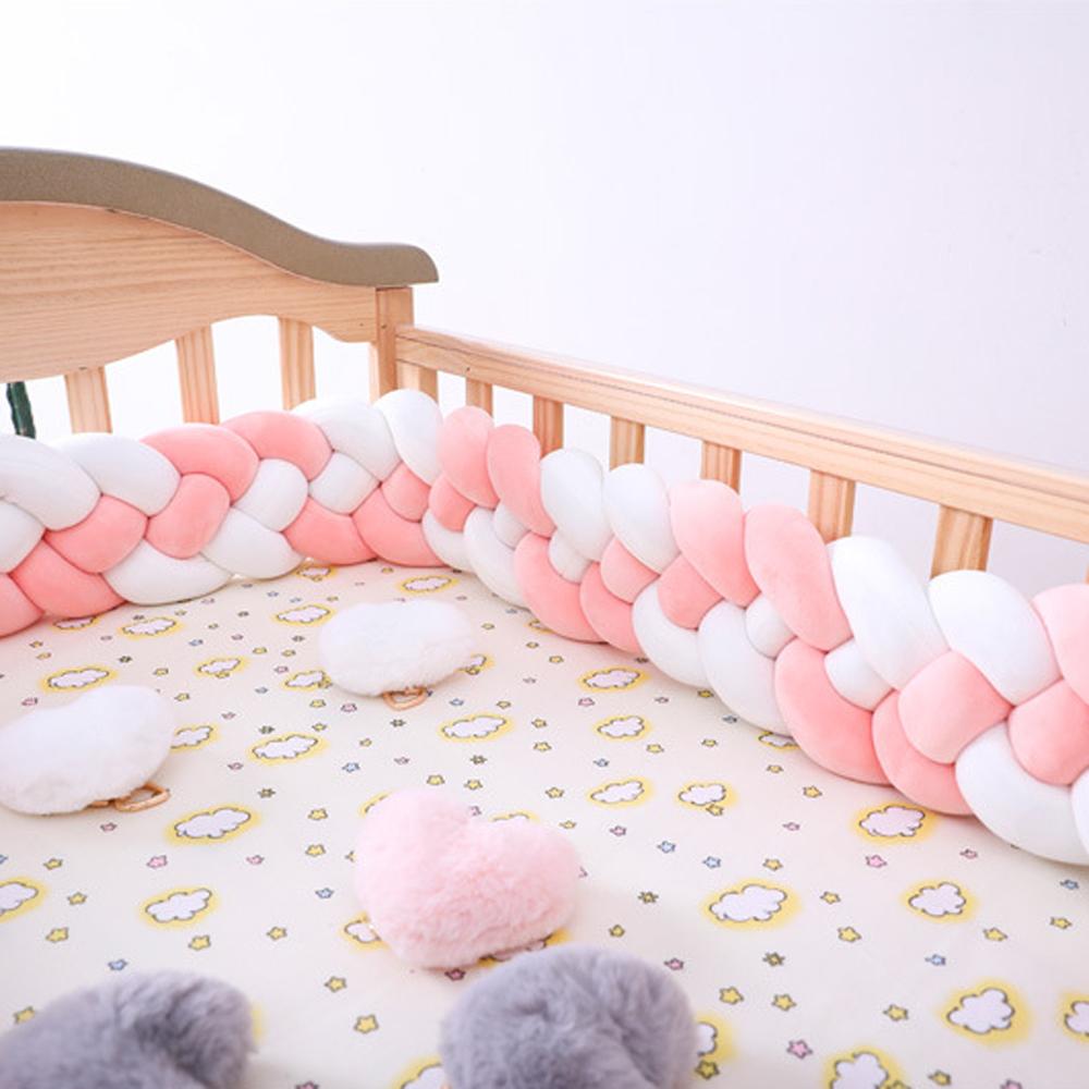 Three-strand colorful braided crib bumper