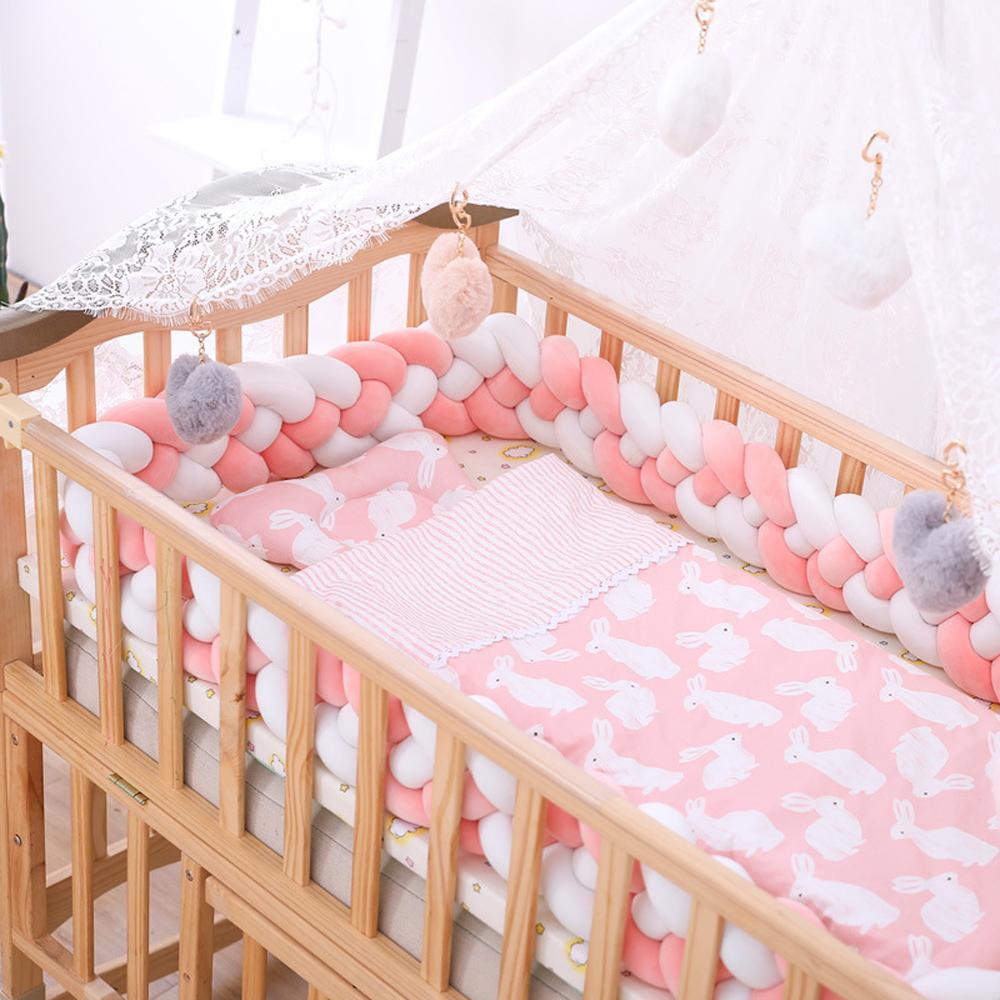 Three-strand colorful braided crib bumper