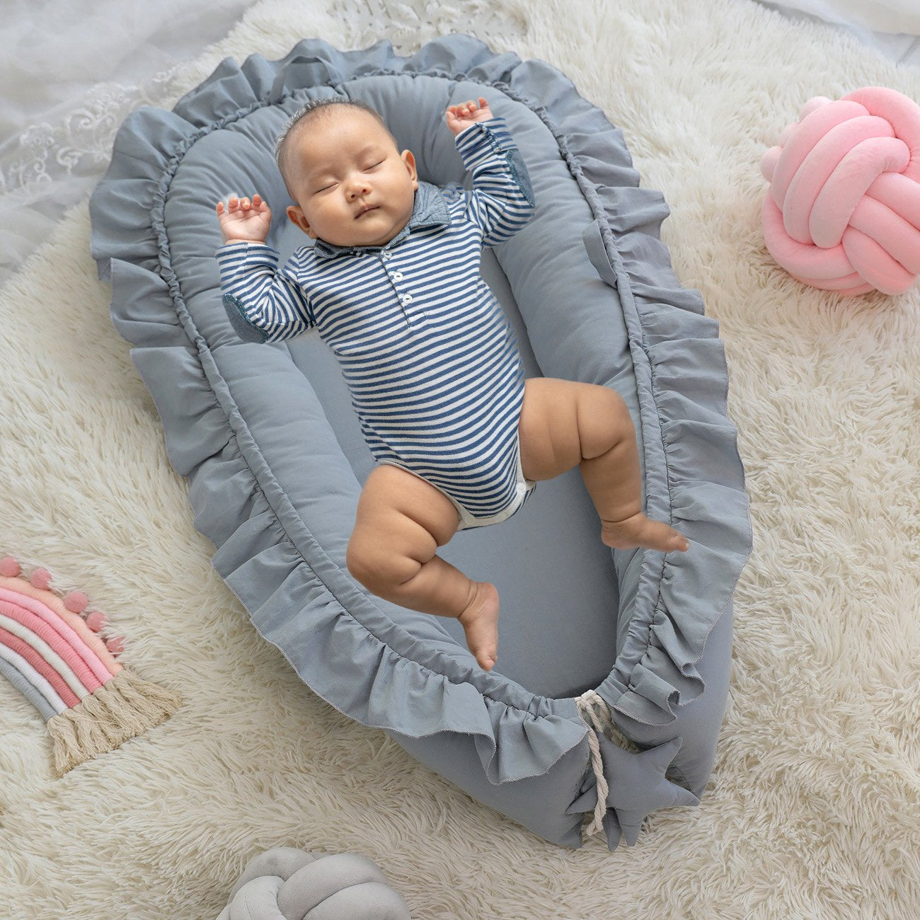 Lace Cotton Baby Lounger Nest The Perfect Portable Newborn Bed