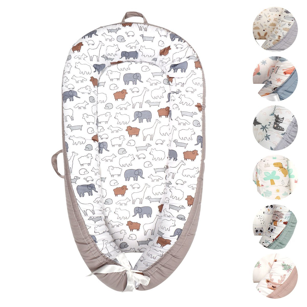 Versatile and Portable Bed Nest Baby Lounger with Adjustable Size Cotton Cover