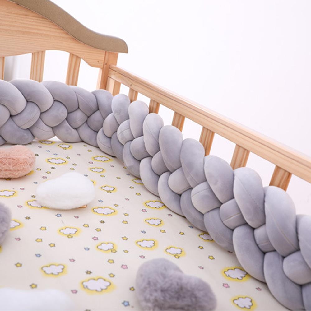 Three-strand colorful braided crib bumper