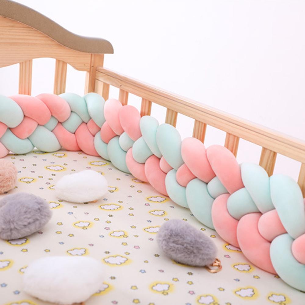 Three-strand colorful braided crib bumper