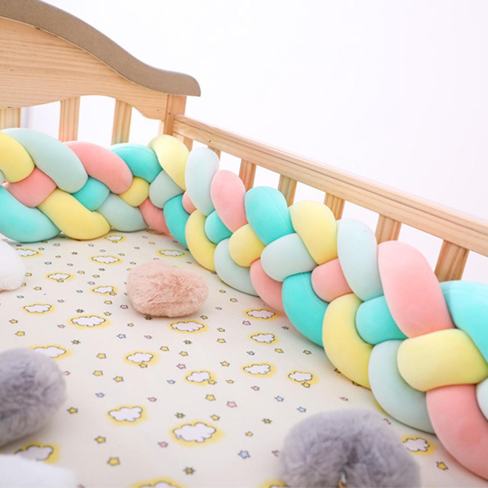 Three-strand colorful braided crib bumper