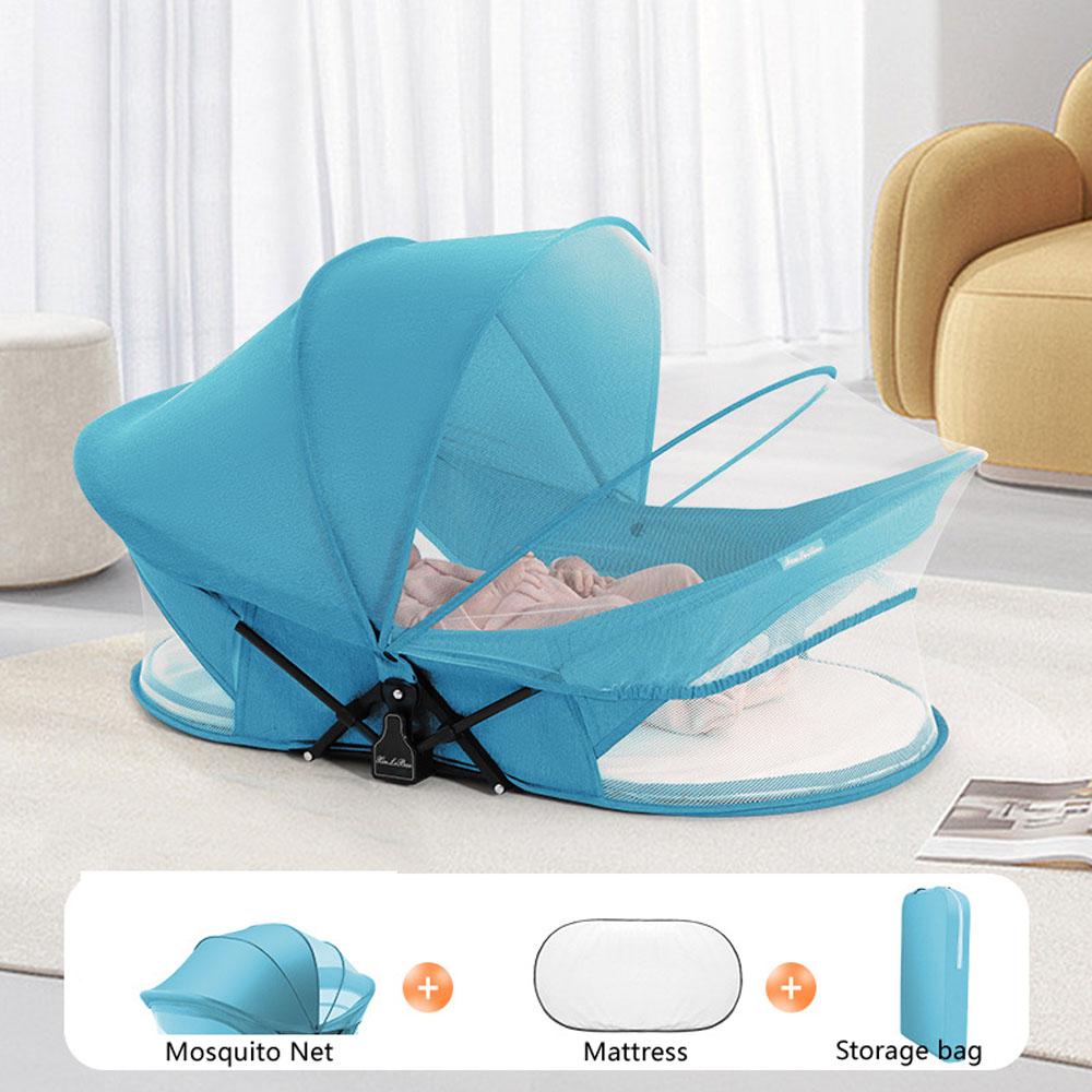 Portable Foldable Baby Bed Crib with Sunshade Mosquito Net Lightweight Design