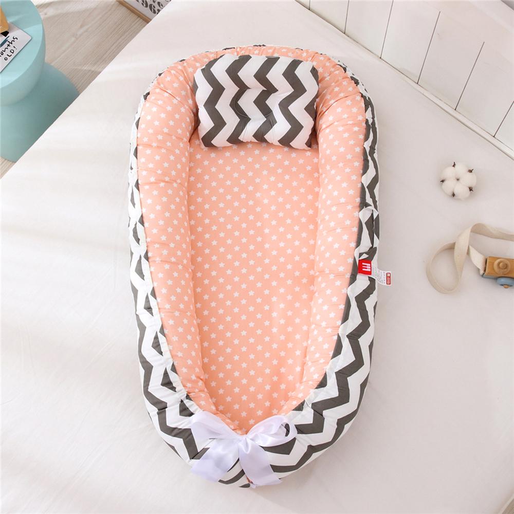 Portable Cotton Newborn Baby Lounger Pillow Breathable Adjustable Travel Bed