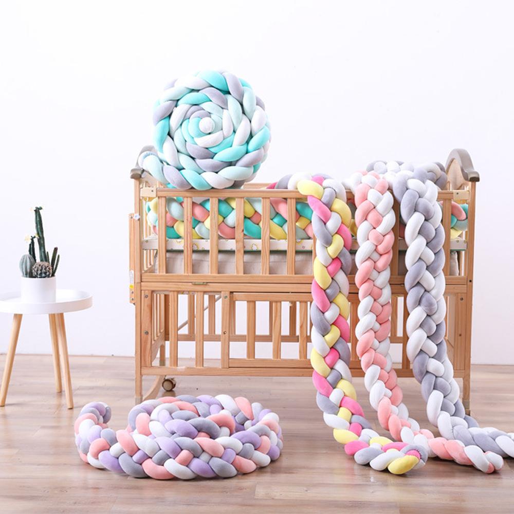 Three-strand colorful braided crib bumper