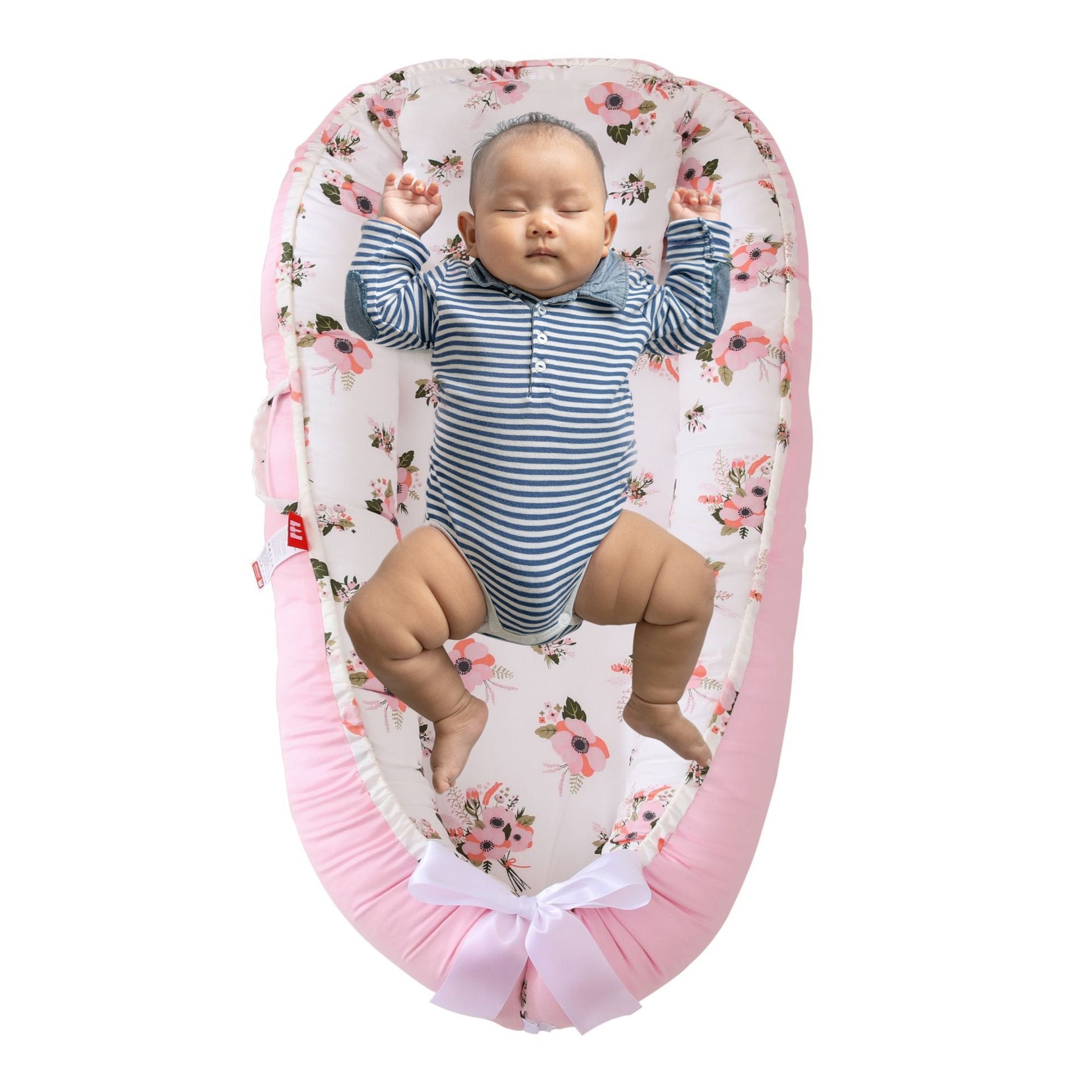 Portable Cotton Newborn Baby Lounger Pillow Breathable Adjustable Travel Bed