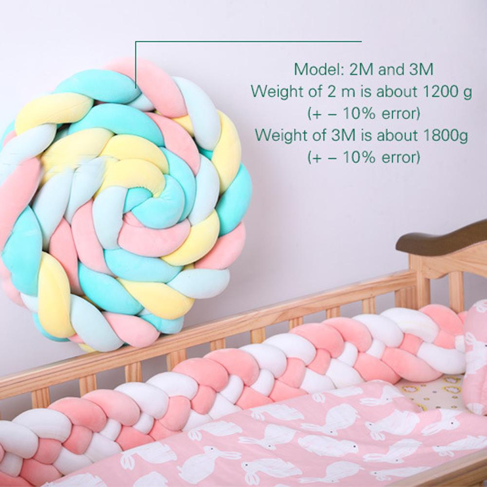 Three-strand colorful braided crib bumper