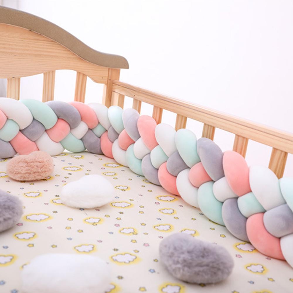 Three-strand colorful braided crib bumper