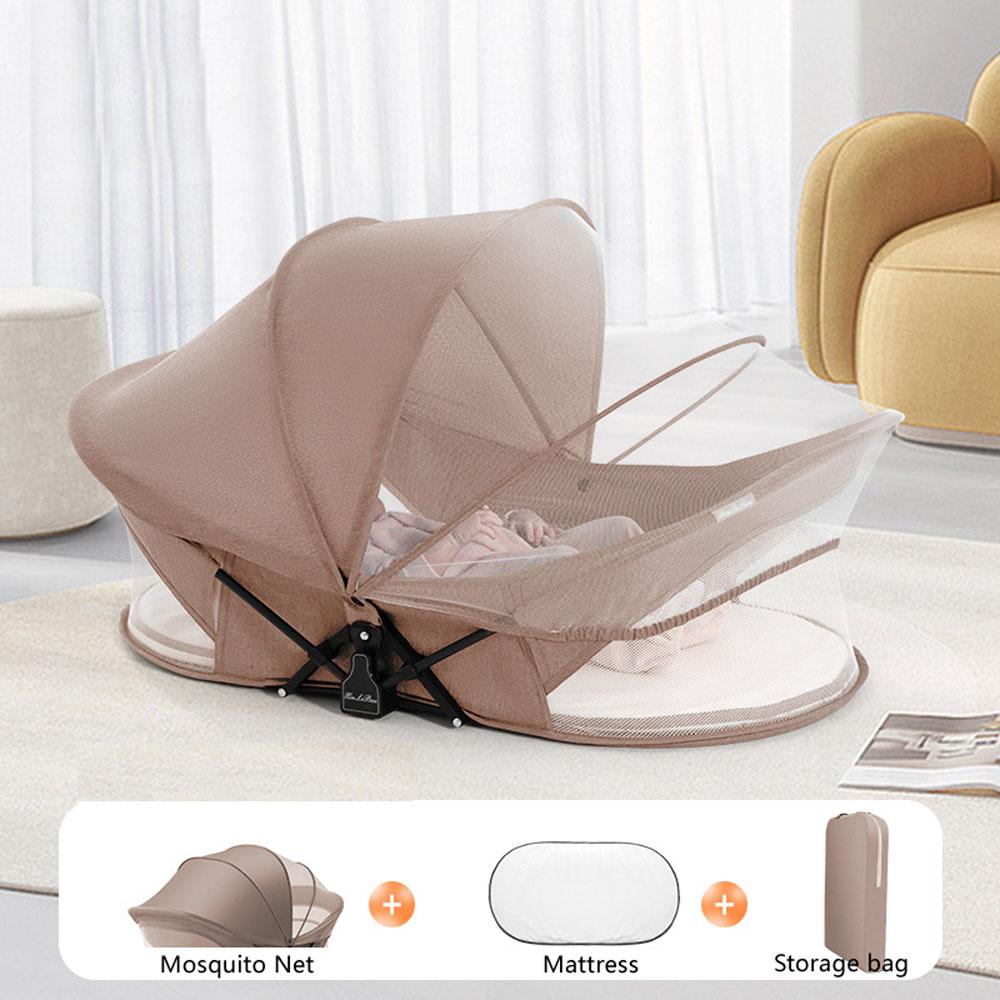 Portable Foldable Baby Bed Crib with Sunshade Mosquito Net Lightweight Design