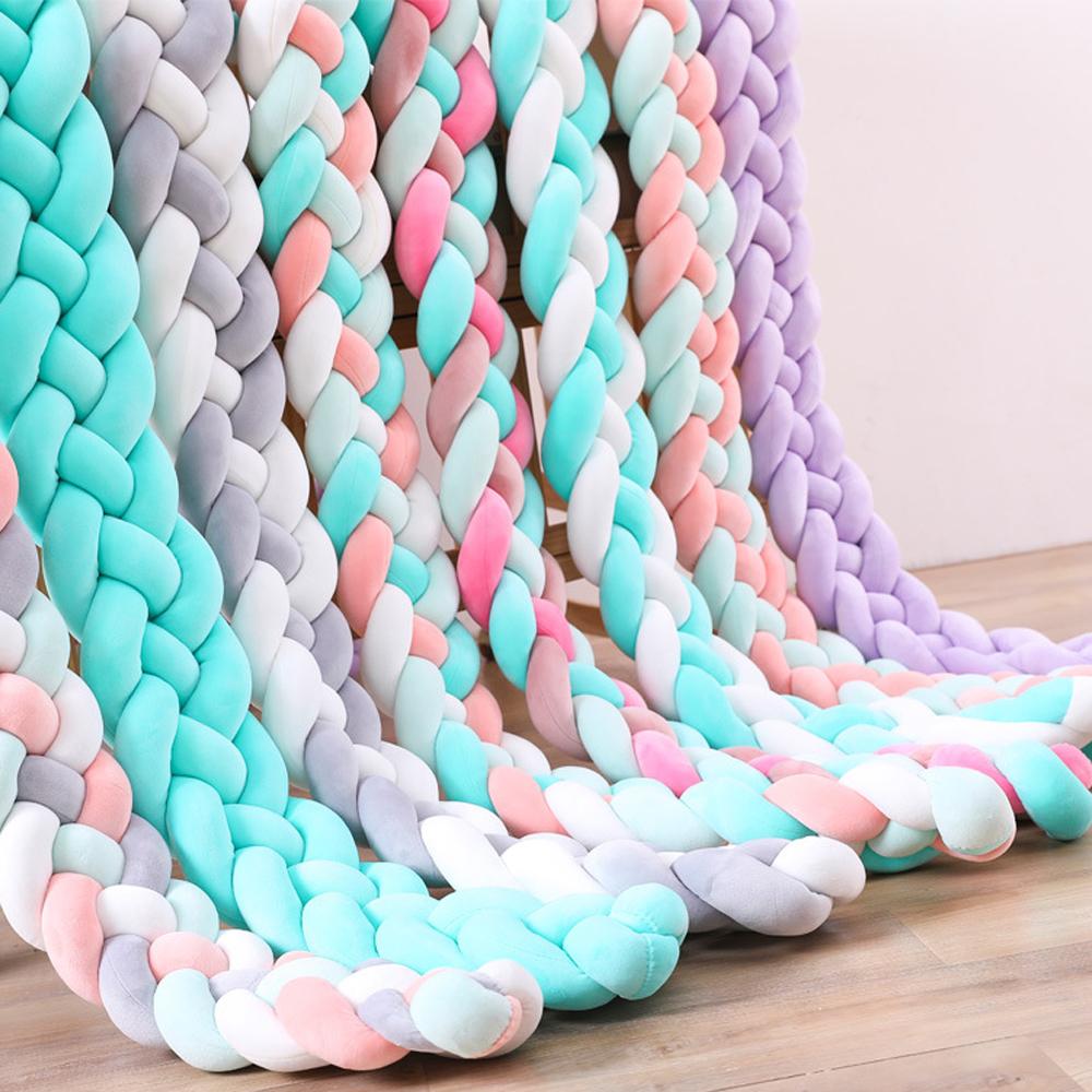 Three-strand colorful braided crib bumper