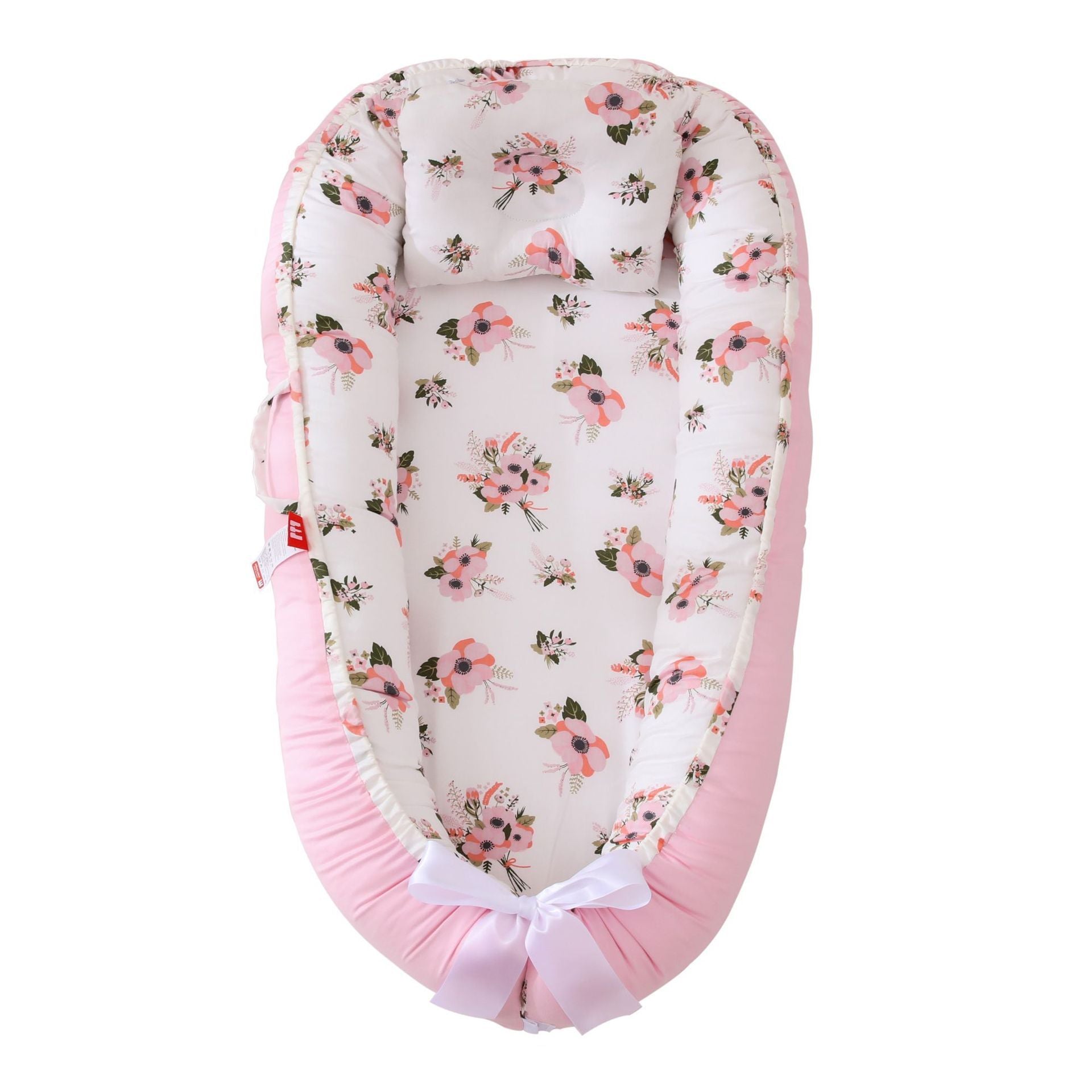 Portable Cotton Newborn Baby Lounger Pillow Breathable Adjustable Travel Bed