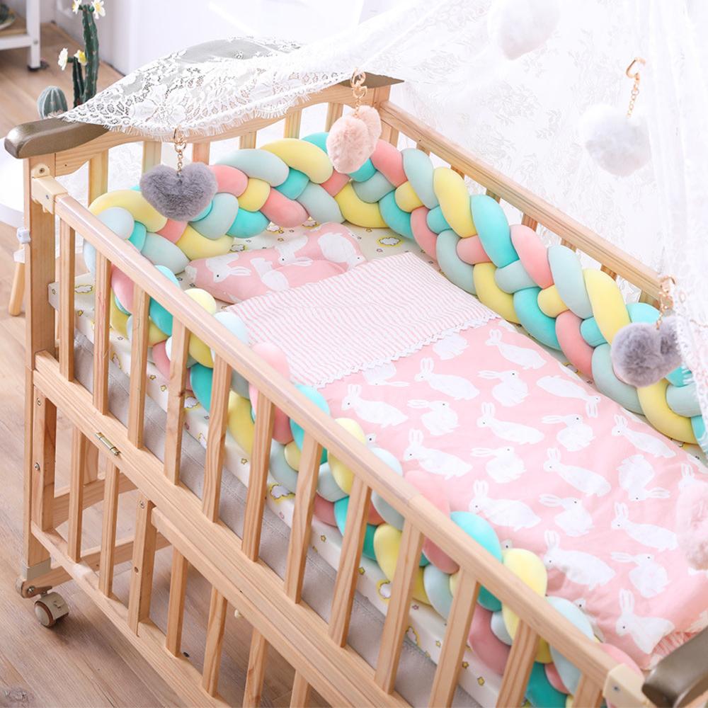 Three-strand colorful braided crib bumper