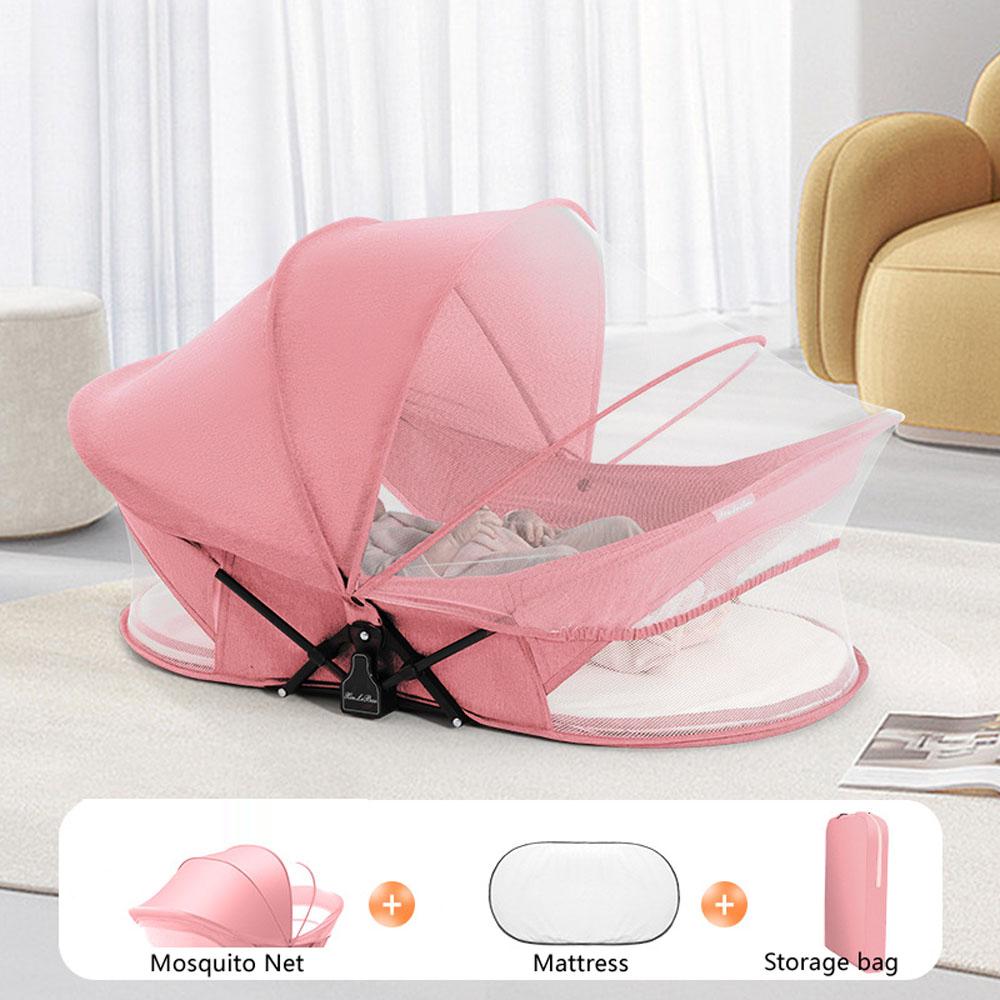 Portable Foldable Baby Bed Crib with Sunshade Mosquito Net Lightweight Design