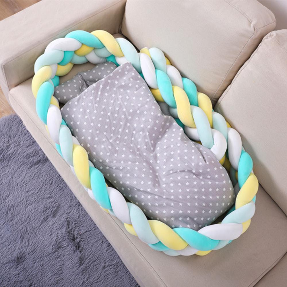 Three-strand colorful braided crib bumper