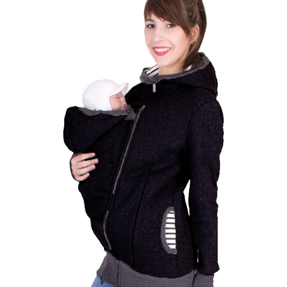 Kangaroo Pouch Hoodie Baby Pocket Carrier Mother Sweatshirt Pullover Fleece Jacket