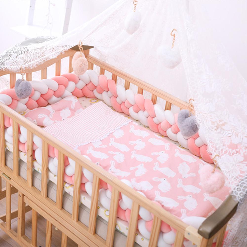 Three-strand colorful braided crib bumper