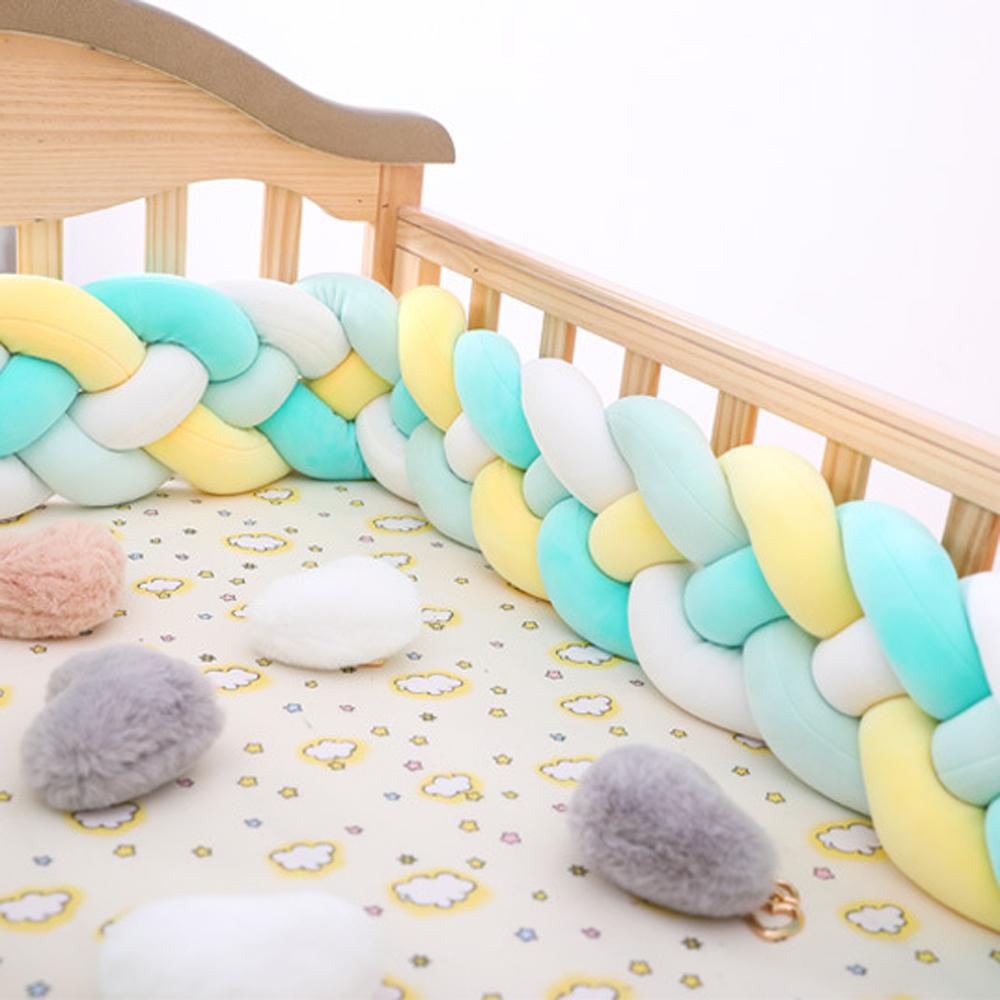 Three-strand colorful braided crib bumper